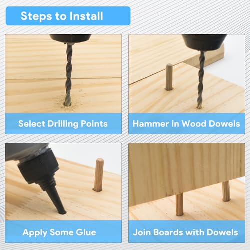 Fluted Wood Dowels Kit 1/4 3/8 5/16 Inch