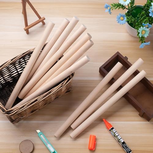 ONUPGO 15Pcs 1/2" x 15" Hardwood Craft Dowel Rods, Unfinished Natural Round Wood Sticks, Straight Smooth Surface Without Burr - size: 1/2"x15"Dowels-15 PCS