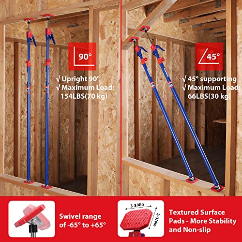 WORKPRO Cabinet Jacks, 54-114 in Adjustable Support Pole, 154 lbs, 2-Pack - size: Long-54"-114" 2PC