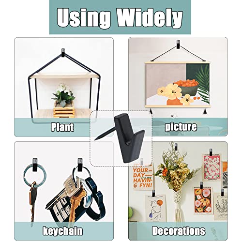 50 PCS Picture Hanging Nails Hooks, Push Pins Thumbtacks for Wall, Wall Hooks Picture Hangers, Renter Freindly Decor Small Nails for Hanging Pictures Tapestry Frame Art - style: V Shape Hooks Black