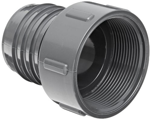 Spears 1435 Series PVC Tube Fitting, Adapter, Schedule 40, Gray, 2" Barbed x NPT Female