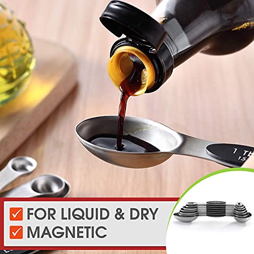 Spring Chef Stainless Steel 8 Magnetic Measuring Spoons Set, 2 Pack, Black - color: Black, size: 2-Pack