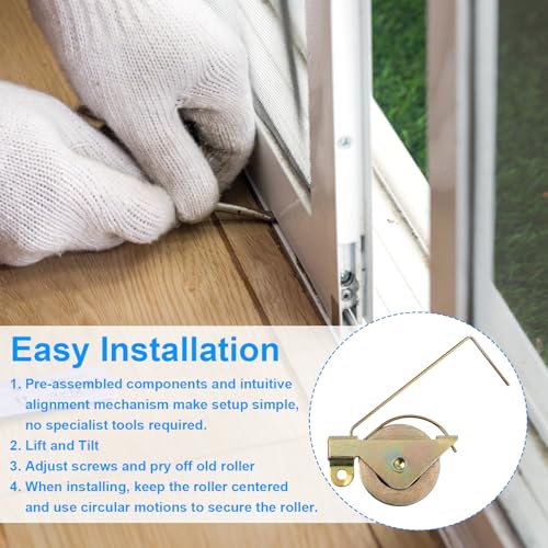 4pcs 1-1/4" Sliding Screen Door Rollers Replacement, Heavy-Duty Steel Ball Bearing Tension Wheels for Smooth Glide Replaces B515, B714