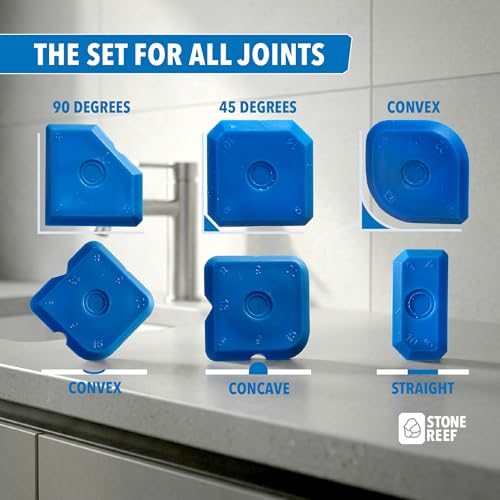 STONE REEF Silicone Caulking Tool Set – 5-in-1 Sealant Finishing Tool Kit | Caulk Remover, Grout Scraper & Applicator for Bathroom, Kitchen, Window, Sink, Tile & Joint | Professional Silicone Tools - color: Blue