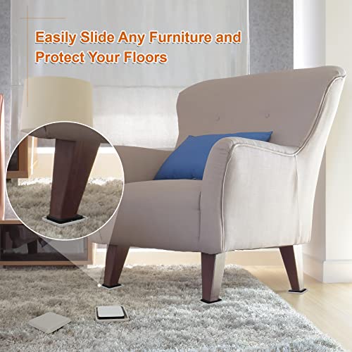 Furniture Sliders for Carpet & Hardwood Floors, 16 Pack 2 Inch Square Sliders for Moving Furniture, Easily Move Any Item While Protect The Floor - size: 2 inch 16 PCS (Square)