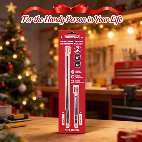 Magnetic Screwdriver Bit Holder Set: 2-Piece 1/4 Inch Hex Shank Quick Release Extension Adapter | Super Straight Durable CR-V Steel | Universal Fit for Impact Driver Bits | 6", 12" Long - style: 6|12inch-2PCS