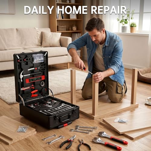TLGREEN 799-Piece Mechanic Tool Set with Rolling Tool Box, Black - color: Black