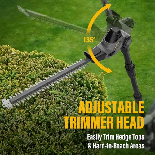 Pole Hedge Trimmer Cordless Compatible with Dewalt 20V MAX (Tool Only) - color: Black