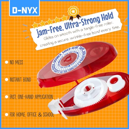D-NYX Double Sided Tape Scrapbook Tape Roller, Adhesive Glue Runner, Scrapbooking Journaling Supplies, Must Have Glue Tape Roller for Paper Art & Craft Card Making Gift Wrapping Office School Home - size: 4 Pack