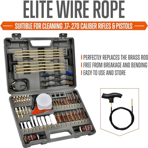 GLORYFIRE Elite Gun Cleaning Kit, 2 x 1oz Oil with Reinforced Rods - size: 60PCS