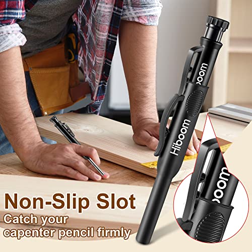Hiboom 2 Pack Carpenter Pencils with Pencil Cap and 18 Refills, Black - color: Black