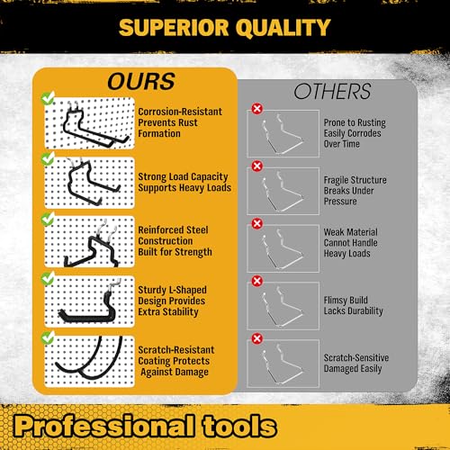 ELEAD 12-Piece Pegboard Hooks with Extension Straps, Heavy Duty Organizer Pegboard Accessories Fit for 1/4" Pegboard, Peg Board Tool Utility Hangers for Power Tool, Drill, Bag, Cord - style: 12-Piece
