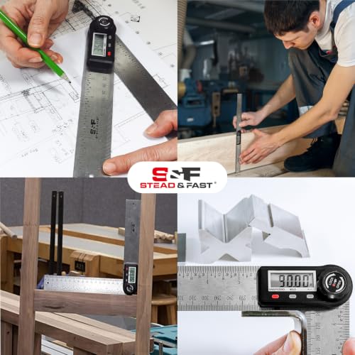S&F STEAD & FAST Digital Angle Finder Tool with Case, 7 Inch / 200 mm - size: Digital Angle Ruler 7 Inch