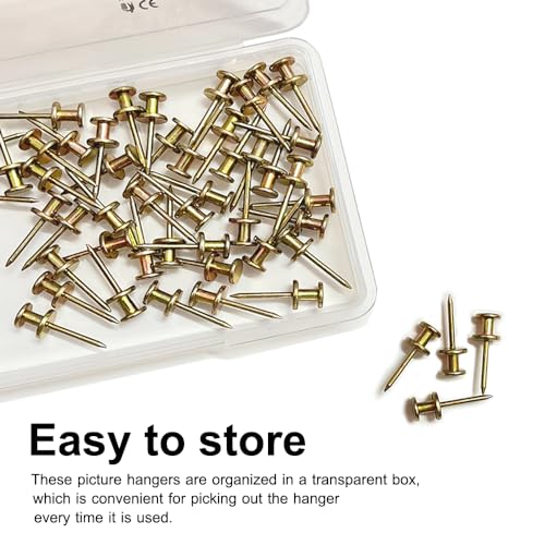 FUZANWJ Double Headed Picture Hangers, Thumb Tacks, Picture Nails, 50pcs