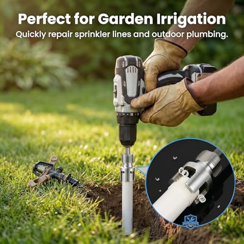 2Pcs Pvc Pipe Threader for 1/2" & 3/4", DIY Home Plumbing Tools Repair Kit - 4 in 1 Water Pipe Thread Cutting Tool for Plastic Pipes, Internal & External Pipe Tapping and Threading Tool for Drill