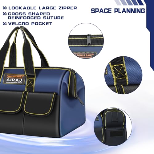 AIRAJ 2 Pack Large Tool Bag,14" & 18" Wide Mouth Portable Tool Bags for Men - size: 14"+18"