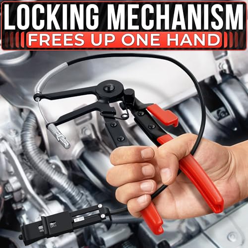 Flexible Hose Clamp Pliers, Fits 0.39"-1.37" Clamps, Carbon Steel Body - color: Black & Red Hose Clamp Tool