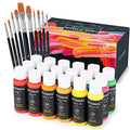 GOTIDEAL Acrylic Paint Set with 10 Brushes, 18 Colors (59ml, 2 oz) - color: 18 Colors