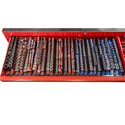 Ernst Manufacturing 8484 Socket Boss, Premium 2-Rail, 1/4 Inch-Drive Socket Organizer, 18-Inch, Orange - Made in the USA - color: Orange, size: 1/4", style: 19-INCH