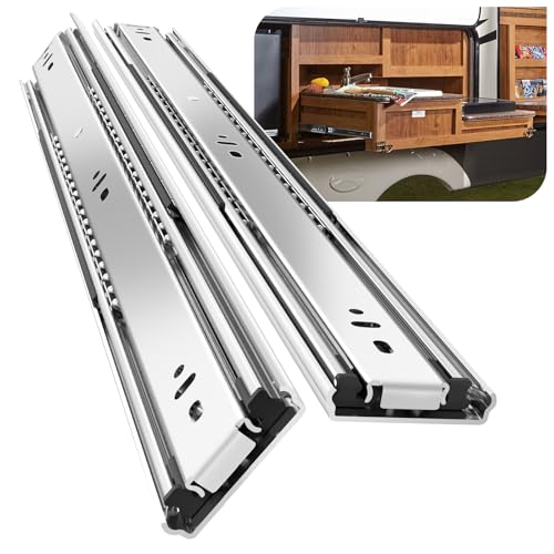 1 Pair Heavy Duty Drawer Slides 12 14 16 18 20 22 24 26 28 30 32 34 36 38 40 Inch 150 lb Load Capacity Side Mount Full Extension Ball Bearing Rail Runner（Without Lock,12 inch） - color: No Lock, size: 12 Inch