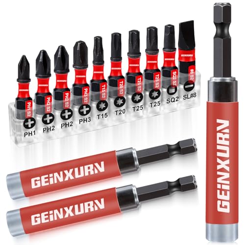 Geinxurn 3 PCS Drive Guide with Self Retracting Sleeve(3.5”) and 10 Pcs Screwdriver Bit, Magnetic Drill Bit Tip Holder for Prevent Screws Shaking When Driving - style: GSLB0080-013