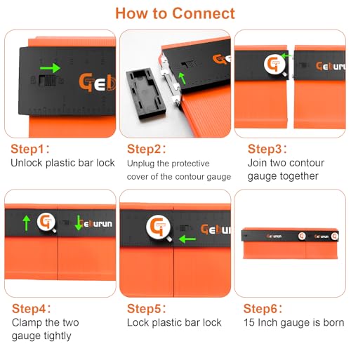 Contour Gauge (10+5 Inch) Unlimited Connection Profile Tool with Lock, Valentine's Day Gifts for Men Husband Him, Super Contour Duplicator Woodworking Tools Construction Outline Angle Measuring Tool