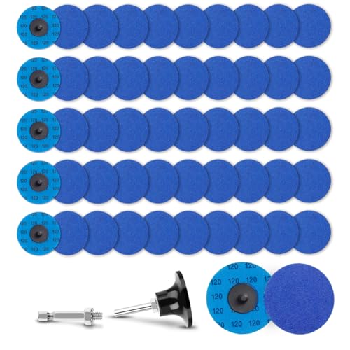 50Pcs 3 inch R-Type Quick Change Zirconia Surface Conditioning Sanding Discs Set 120 Grit with Adapter & Backing Pad - style: 120 Grit