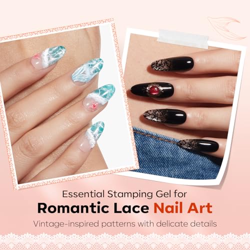 modelones 16Pcs Nail Stamping Kit French Tip Stamper Lace Nail Stamp Plate - color: A1 Romantic Lace