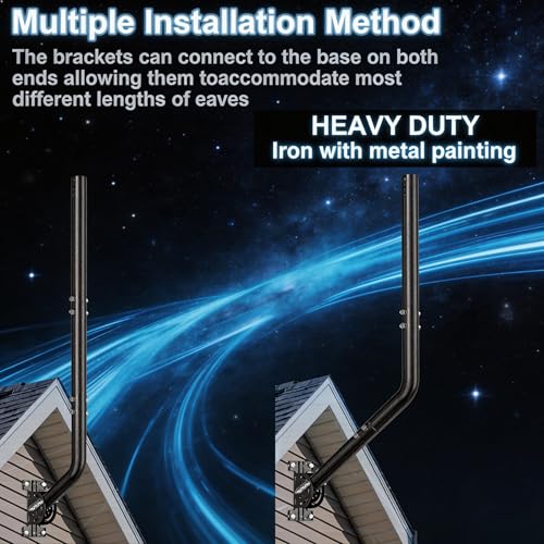 40" Heavy Duty Adjustable Antenna Wall Mount – Iron Spray Paint J-Pole Solid Mast Bracket for Starlink (Adapter Required), TV Antennas, Weather Stations – 1.38" OD Pivot Base (Black) - color: 40‘’ Long Wall Mount Black