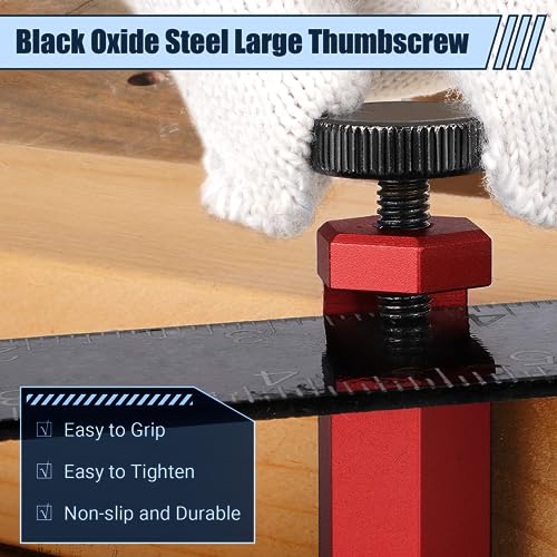 Red Cocowin Tall Stair Gauges for Framing Square with Holder and Carabiner Stair guages Knobs Tool for Circular Saw Metal Stair Stringer Layout Tool for Carpentry Squares Stair and Rafter Gauge Clamps - style: 1 Pack Red