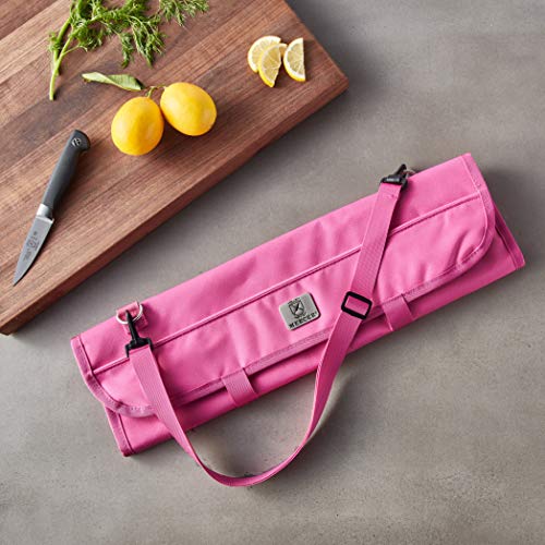 Mercer Culinary 7-Pocket Knife Roll Storage Bag, Pink - style: 7-pocket Knife Roll Storage Bag, Pink