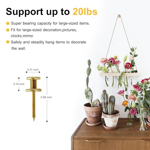 FUZANWJ Double Headed Picture Hangers, Thumb Tacks, Picture Nails, 50pcs