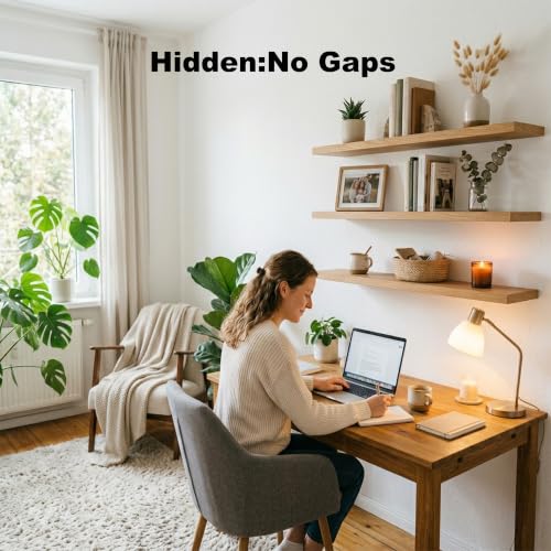 Floating Shelf Bracket (1/4" Thick,Flush-to-Wall Hidden Heavy Duty Brackets for Wood Shelves，Solid Steel Invisible Shelf Support,,Seamless Blind Design for Kitchen, Study&DIY 10 Inch Black - size: 6 Inch, style: Flush-to-Wall No Gaps Black 6 Pack