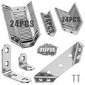 72Pcs Universal Corner Bracket Set, 48Pcs L Bracket(Small + Medium) 24Pcs Triangular Support Brackets with 312 Screws, Multi Use Predrilled Hole Metal Hardware Corner Brace for Drawer, Cabinet,Table,