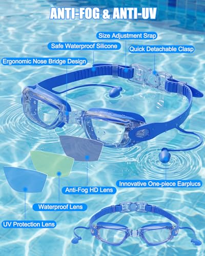 Aegend Swim Goggles, Swimming Goggles No Leaking Full Protect Adult Youth - color: Blue