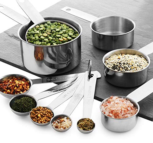 Laxinis World Stainless Steel Measuring Cups and Spoons Set, 10-Piece