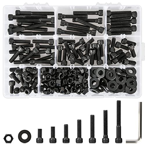 1/4-20 Hex Socket Head Cap Screws and Nuts Kit, 7 Sizes 220Pcs - size: A. 1/4-20