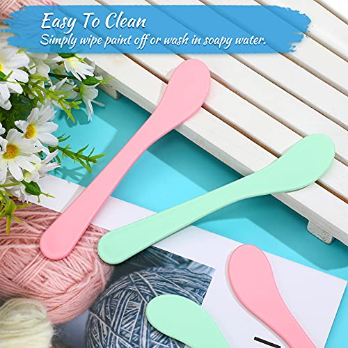 Patelai 24 Pcs Plastic Paint Stir Sticks Pink and Green Reusable Mixing Sticks Facial Mask Cosmetic Spatula, 6 Inch DIY Crafts Tools for Mixing Resin, Liquid, Epoxy, Crafts