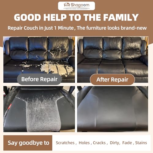 Shagoom Leather Repair Kits, Large Vinyl Repair Patch for Couches Furniture - color: Black, size: 3.5X79 inch