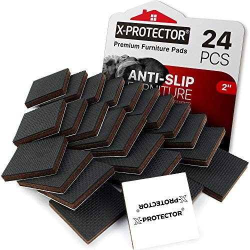 X-PROTECTOR Non Slip Furniture Pads – 24 pcs Premium Furniture Grippers 2"! - size: 24 Square 2"