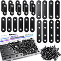mxuteuk 86pcs Black Straight Flat Bracket,Stainless Steel Black Flat Brackets for Wood,Metal Mending Plate with Screws 36mm/46mm/56mm/76mm - color: Black-36/46/56/76mm