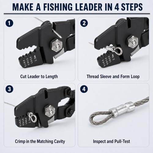 KF CPTEC Fishing Crimping Pliers, 0.1-2.2mm Wire Rope Swager with Cutter