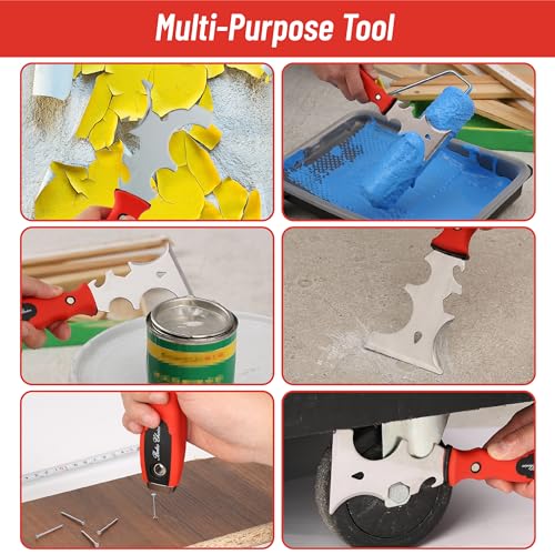 Bates Drywall Knife Set - 6pcs, Finishing Tools with Mud Pan & Spackle Knives - color: Red