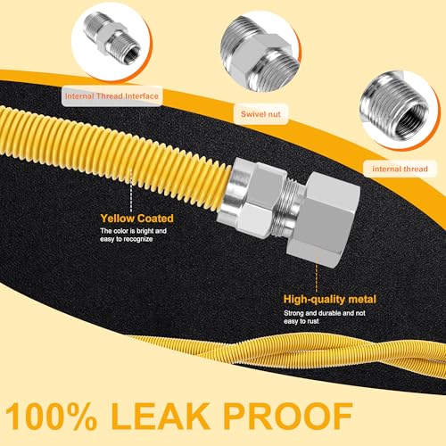 72" Dryer Gas Line Hose/Flexible Gas Line Kit with Connector1/2"MIP 3/4"FIP 3/4"MIP,5/8" OD Gas Range Connector Kit for Gas Stove,Dryer,Water Heater-by MIFLUS - size: 72in