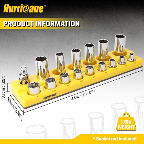 HURRICANE Magnetic Socket Organizer Set 2 Piece Socket Holder Set Includes 1/2" Drive Metric SAE Socket Trays - size: 2 Piece