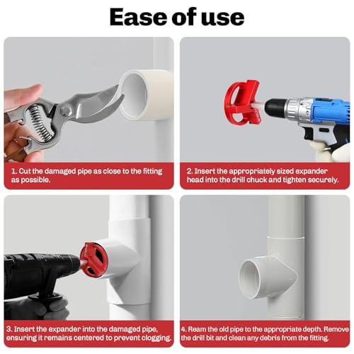PVC Pipe Reamer, 9Pcs Pipe Reamer for SCH40, Includes 1/2 inch, 3/4 inch, 1 inch, 1-1/4inch, 1-1/2inch, 2inch, 2-1/2inch, 3inch, 4inch Head Aluminum with 2 Blades PVC Fitting Saver - size: JD-9PCS-XK