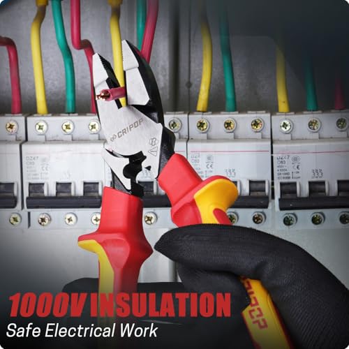 3 PCS Insulated Pliers Set, 1000V Insulated Electrical Tools Kit with Wire Stripper, Linesmen & Diagonal Cutters, VDE Certified