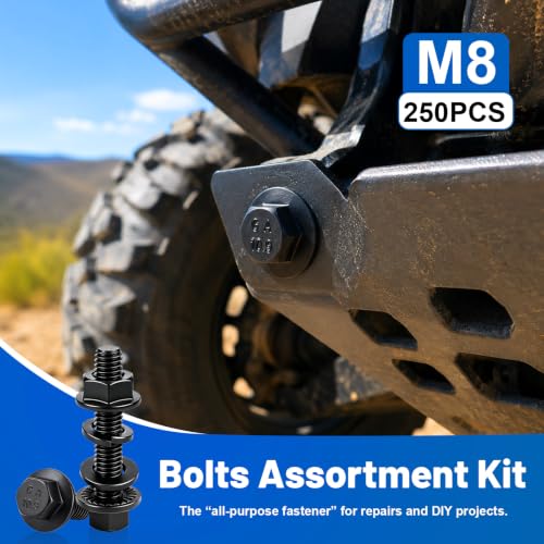 250PCS M8 Flange Bolts and Nuts Assortment Kit, Grade 10.9 Alloy Steel - size: G10.9 M8 250PCS