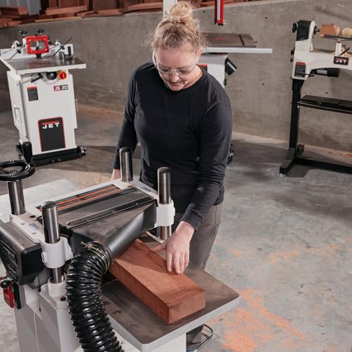 JET 15-Inch Thickness Planer for Woodworking, Helical Style Cutterhead with 2-Speed (16 FPM / 20 FPM) Feed Rate, 3 HP, 230V 1Ph (JPW-15BHH)