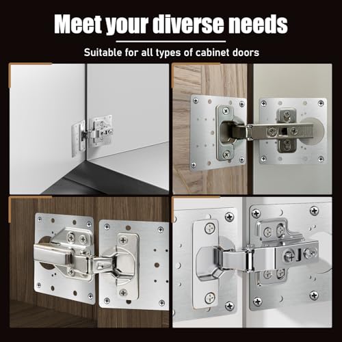 20 PCS Upgraded Cabinet Hinge Repair Plate Kit Thickened by 0.7 mm Stainless Steel Hinge Repair Brackets Kit Metal Hinges Repairs Fixing Plates with Screw for Kitchen Cupboard Door Locker Cabinet Door - size: 3.54 x 3.54 inches
